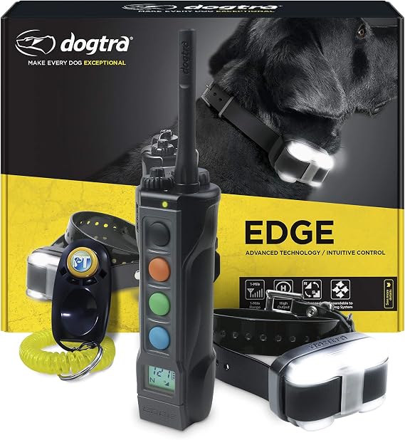 Dogtra Edge Electronic Dog Training Collar with Remote for Large and Medium Dogs 35+ lbs - Up to 1-Mile Range, Vibration, 127 Stimulation Levels, Waterproof, 4 Dogs Expandable, Location Light