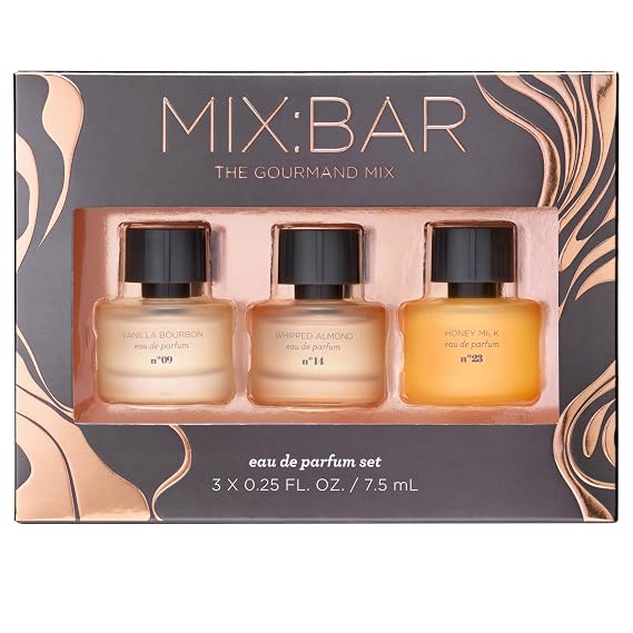 MIX:BAR Mini Perfume Set for Women Eau de Parfum Splash Dabber Trio 3pc Gift Set (Vanilla Bourbon, Whipped Almond, Honey Milk) Travel Size Fragrance Collection