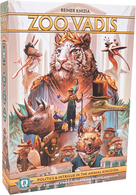 Bitewing Games Zoo Vadis Board Game, Knizia Negotiation Game, 3-7 Players | Campaign for Majority Support to Reach the Star Exhibit | Gain Laurels from Fans & Rivals | Ages 10+ | 40 Min