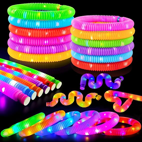 Glow Sticks Camping Essentials for Toddlers 6-96 PCS,Light Up Pop Tube Toys