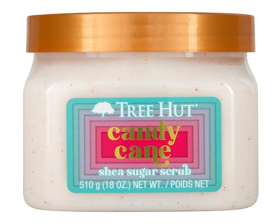 Tree Hut Candy Cane Shea Sugar | Exfoliating Body Scrub Removes Dead, Dry Skin for a Soft & Hydrated Feel | Limited Edition Holiday | Nourishing Essential Body Care | 18 fl oz.