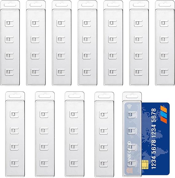 12 Pcs Swipe Badge Holder ID Holder Rigid Vertical Half Card Swipe Card Holder, Transparent Half Card ID Badge Holders, Easy Swiping Access to Magnetic Strips on POS ID's & Credit Cards
