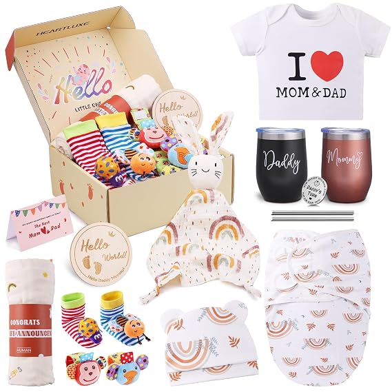 New Mom Gifts for Women: 16PCS Baby Shower Gifts Gender Reveal Gifts Top Pregnancy Gift for Expecting Parents to Be First Time Moms Care Package Valentine Day Gift Presents