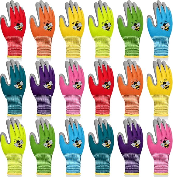 18 Pairs Kids Gardening Gloves Foam Rubber (Small (Age 3-5))