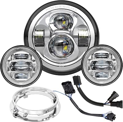 New 7 inch Motorcycle LED Headlight 4.5 Fog Passing Lights DOT SAE Approved for Harley Davidson Road King Street Electra Glide Ultra Limited Special CVO Tri Heritage Softail Deluxe Classic Switchback