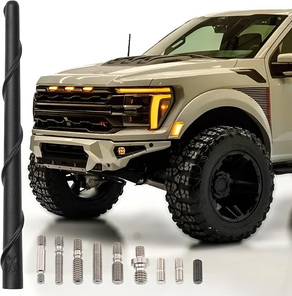 Votex Universal 8" Short Car Rubber Black Antenna Kit for Truck | Flexible, Car Wash Proof, Enhanced Signal Reception, Copper Coil, Flexible, Stainless Steel Threading for Cars SUVs