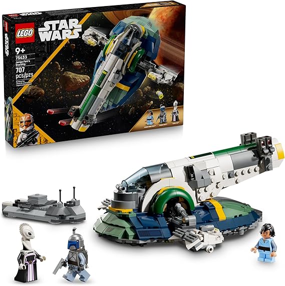 LEGO Star Wars: Attack of The Clones Jango Fett's Starship Building Toy - Pretend Play Set for Boys & Girls, Ages 9+ Gift for Birthdays - Collectible Model Kit & Kids Room Decor - 75433