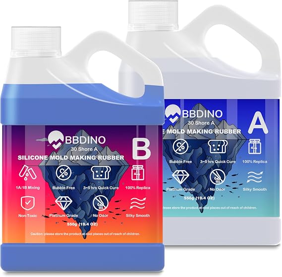 BBDINO Silicone Mold Making Kit Liquid Platinum 30A 2.42 Lbs Sapphire Blue