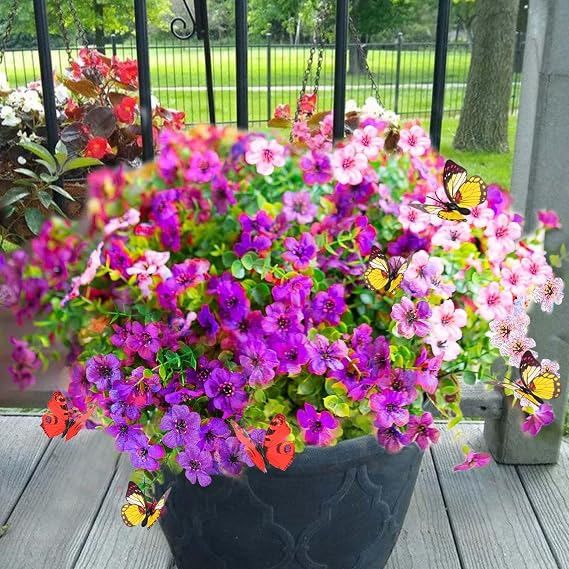 Yastouay 12 Bundles Artificial Flowers for Outdoors Decoration UV Resistant