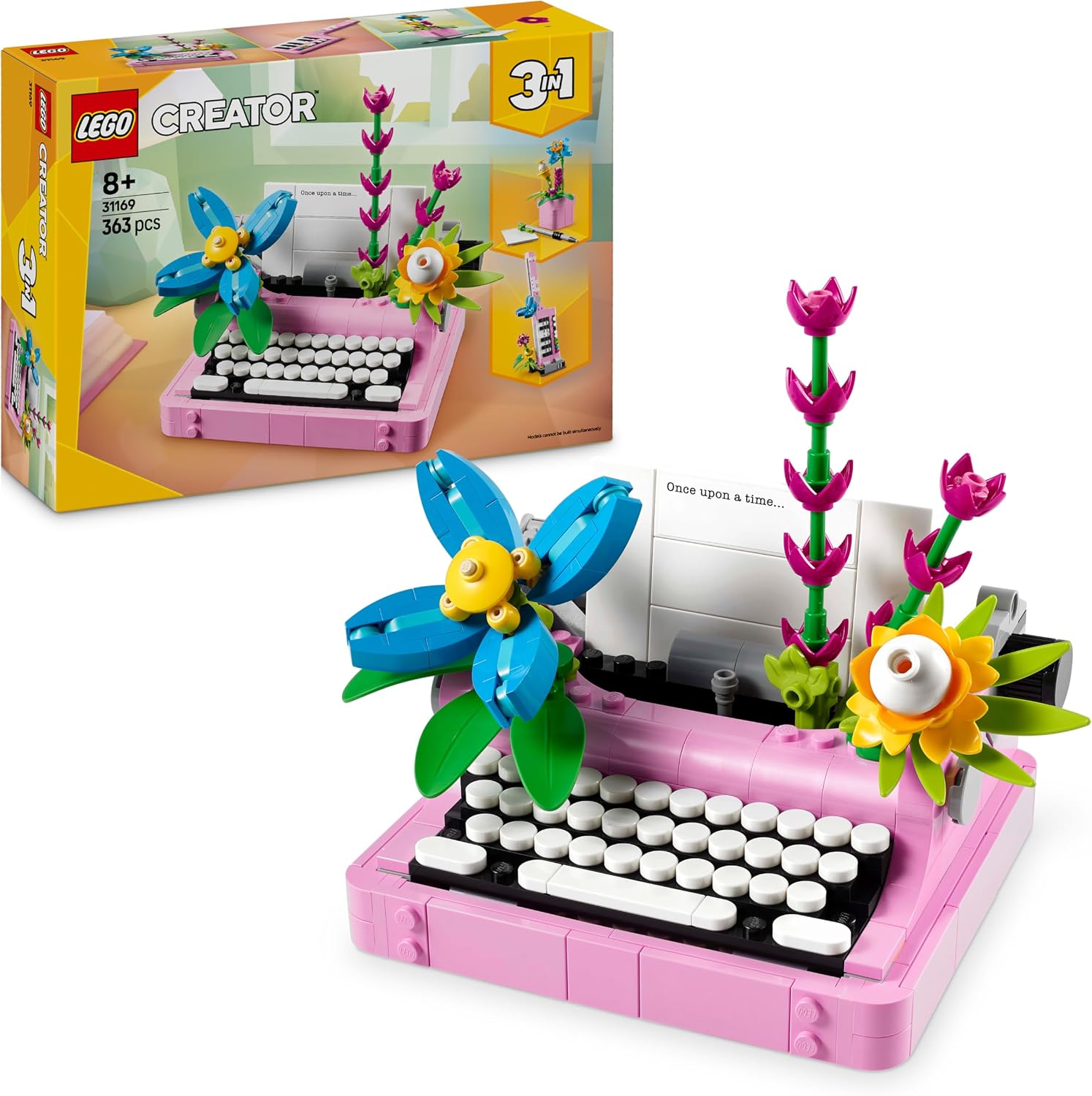 LEGO Creator 3’ü 1 Arada Çiçekli Daktilo 31169-8 Yaş ve Üzeri Çocuklar için Keytar veya Saksıya Dönüşebilen Yaratıcı Oyuncak Yapım Seti, Doğum Günü Hediyesi 363 Parça