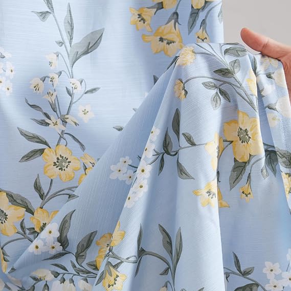 Martha Stewart Meadow Floral Shower Curtain for Bathroom, 72 x 72, Blue