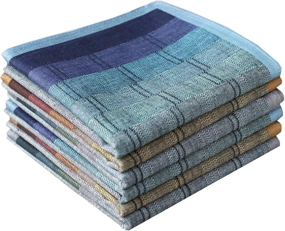 LACS Handkerchiefs Mens Luxury 100% Cotton Handkerchiefs Plaid Pack