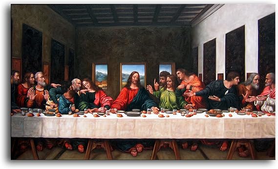 Niwo ART - The Last Supper, by Leonardo DaVinci, Oil painting Reproduction - Giclee Wall Art for Home Decor, Gallery Wrapped, Stretched, Framed Ready to Hang (30"x16"x1.5")