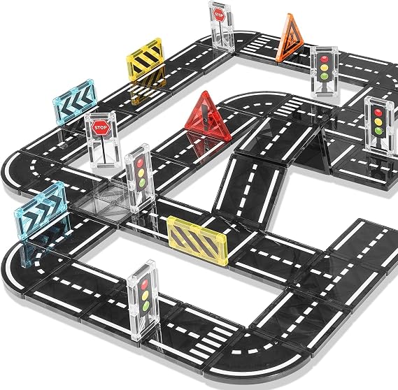 Magnetic Tiles Road Expansion Pack, 48 Pcs, Magnet Tiles for Kids Ages 3-8