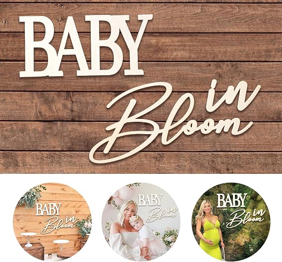 Patimate Baby Shower Sign - DIY Wooden Sign for Baby Shower Decorations for Girl or Boy, Gender Reveal Pregnancy Wall Decor Party Backdrop Photography Background
