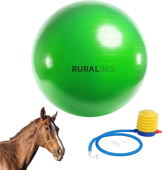 Rural365 Large Horse Ball Toy in Green, 40in Ball Anti-Burst Giant Horse Ball Horse Soccer Ball, Pump Included