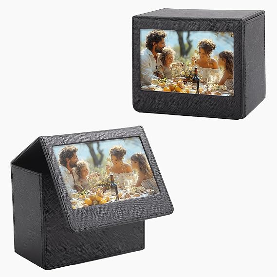 Photo Storage Box for Instax Wide/Polaroid Now+/I-Type/OneStep2 Instant Film, 3.5x4.25 Photo Holder fits for Fujifilm Instax Wide 400/300 Wide Picture Display - Black