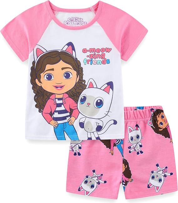 DREAMWORKS GABBY'S DOLLHOUSE Girls Short Sleeve T-Shirt and French Terry Shorts Set for Toddler and Big Kids