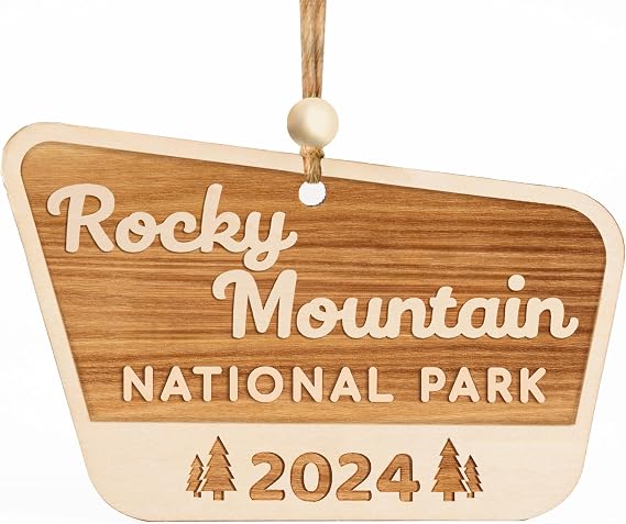 Wood National Park Ornaments, USA National Park Gifts for Travelers, Decor for Christmas Tree, 2024 Keepsake, Gifts for Hiking Lovers (Rocky Mountain)