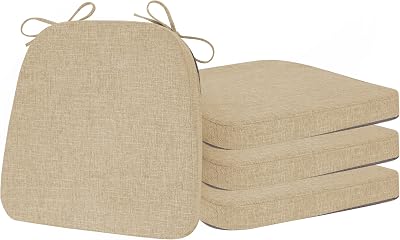 ELFJOY Chair Cushions for Dining Chairs Kitchen Chair Cushions U Shape Non Slip Chair Pads Set of 4 Seat Cushions with Ties Indoor 16.7 x 16 Beige