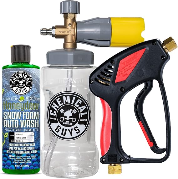 Chemical Guys CWS_110_16PMSK Big Mouth Pressure Washer Starter Kit - Honeydew Snow Foam Car Wash Soap, 16 fl oz + Big Mouth Foam Cannon & Snubby Spray Foam Gun, for Pressure Washer - 3 Items