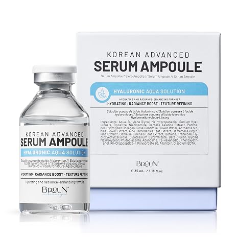 BRÜUN HY - Control Hyaluronic Aqua Solution Ampoule - Micro Needling Korean Serum Booster for Face to Use with and without Derma Pen Microneedling Skin Care Serum 1.18 fl.oz