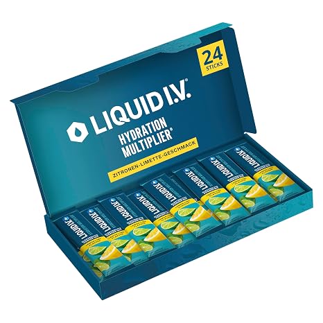 Liquid I.V.® Hydration Multiplier® Electrolyte Powder Lemon Lime Flavour with 7 Vitamins & Minerals for Fast Hydration and Energy Vegan & Gluten Free 24 Single Sticks