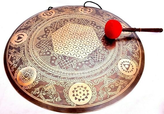 22" Deep Vibration Gong-Sound Therapy Gong-Handmade Gong-Flower of Life Gong Set