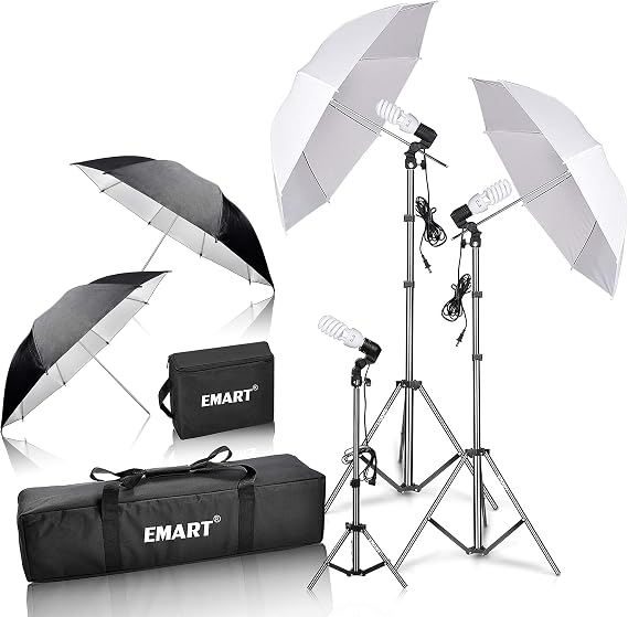 EMART Umbrella Photography Lighting Kit with 45W 5500K Bulb for Studio