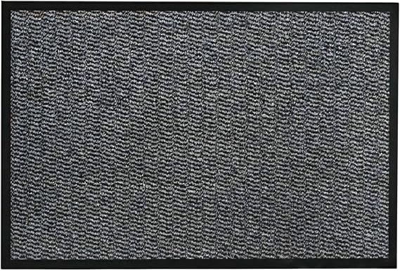 SAFRI Grey Door Mat 40x60cm Indoor Outdoor Dirt Trapper Barrier Mat Non-Slip Entrance Rug Shoes Scraper Kitchen Bath Hallway Home Office Water Absorbent Carpet (40x60cm)