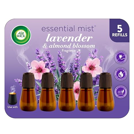 Air Wick Essential Mist Diffuser Oil Refill, Lavender & Almond Blossom, 5Ct