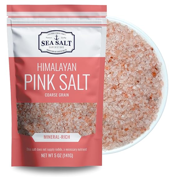 Sea Salt Superstore Pink Himalayan Salt, Coarse Grain Salt, 5 oz Bag