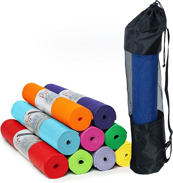 10 Pack Yoga Mat With Carrying Bags, 68"x24"x4mm | Bulk Non Slip Exercise Mats for Workout, Stretching, Fitness - Wholesale Non Toxic Gym Mats for Home, Schools and Studios