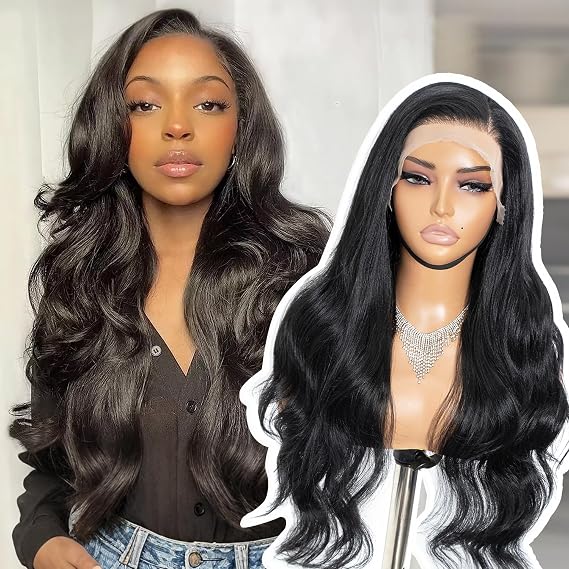 Joedir 26" Big Curly Wavy 13x4 Free Parting HD Lace Frontal Wigs Pre Plucked Natural Hairline High Temperature Synthetic Wigs For Women(Black Color)