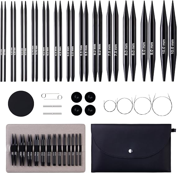 Peiouly 13 Pairs Interchangeable Circular Knitting Needles Set, 3.94 Inch