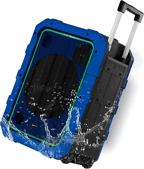 Gemini Portable Party Speaker with Wheels, LED & Mic, Blue (MPA-2400)