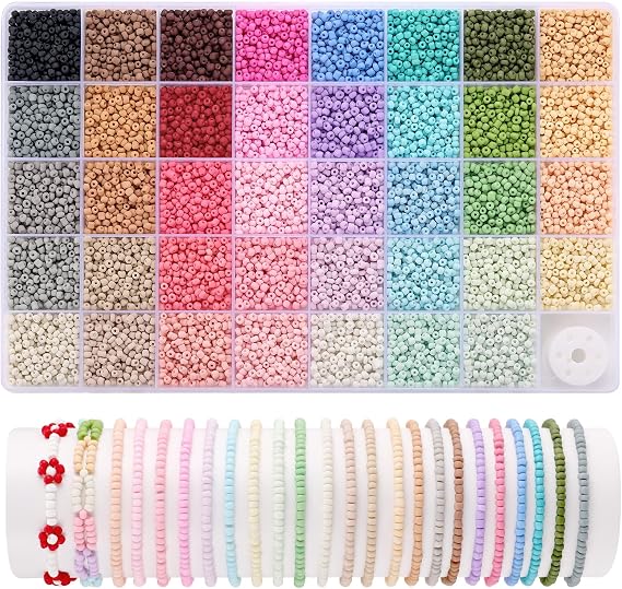 3mm Seed Beads Matte, Funtopia 39 Colors Seed Beads for Bracelet Making