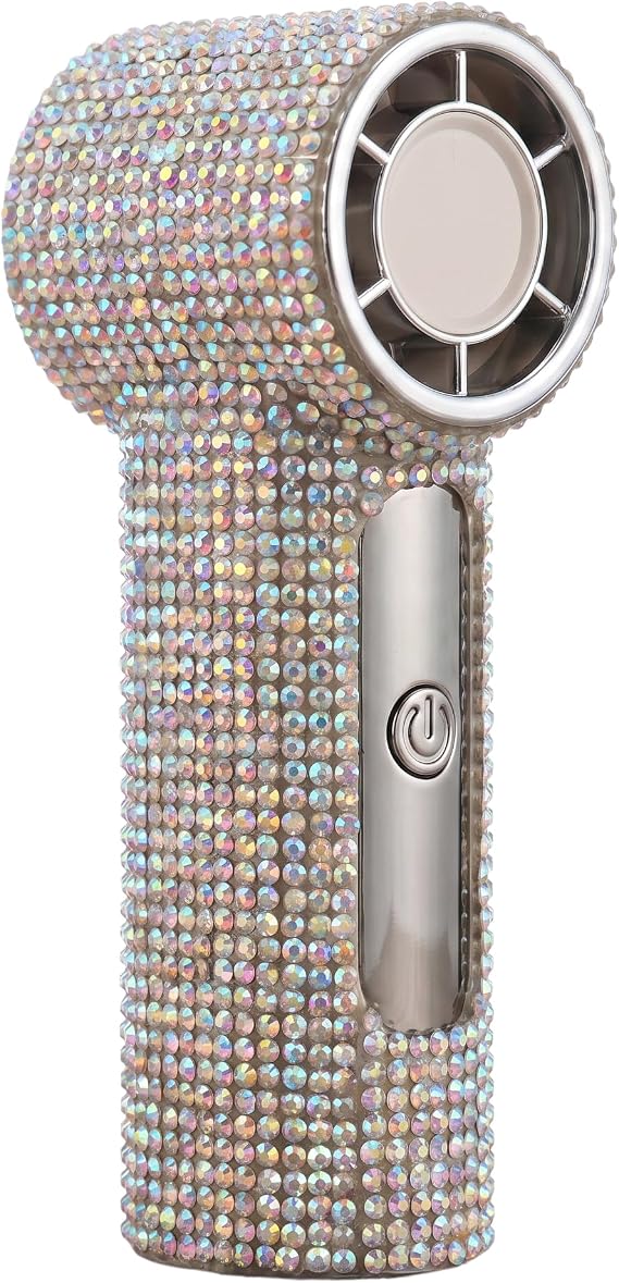 Portable Handheld Turbo Fan -Fashion Full Diamond 1200mAh USB Rechargeable Personal Battery Operated Super Mini Small Pocket Fan for Liberty Day/Travel/Beach/Outdoor Activities
