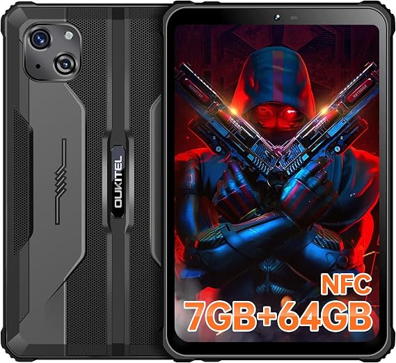 RT3 Rugged Android 13 - 8 Inch Waterproof Tablet, 7GB+64GB 1TB Expandable, 5150mAh Battery, 16+8MP Camera, IP68/IP69K, 4G/5G WiFi/BT5.3/OTG/NFC - Black