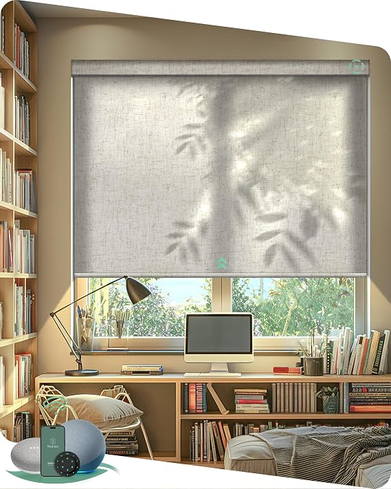 Yoolax Motorized Blinds with Remote, Light Filtering Smart Window Blinds