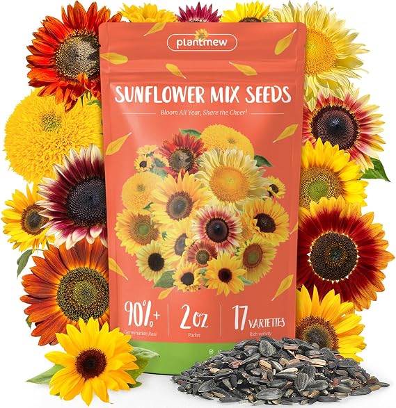 Sunflower Seeds for Planting | 3000+ Giant Mammoth Heirloom Bulk Seeds in 2oz Packet | High Germination, Open Pollinated, Attracts Pollinators for Home & Outdoor Gardens