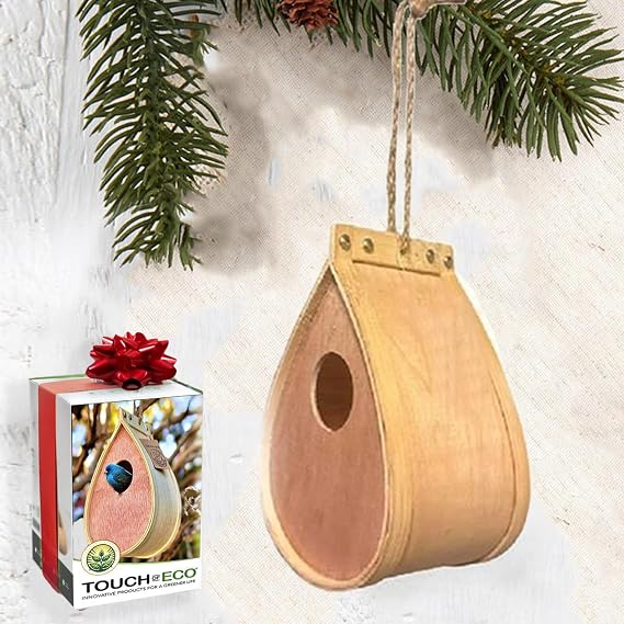 Pollinating Palace - Outdoor Hanging Wooden Bird House,Outdoor Birdhouse for Hummingbirds, Bluebirds and Finch Cardinals, Songbirds, Birdhouse Nesting Box for Wild Bird Viewing Great Gift!