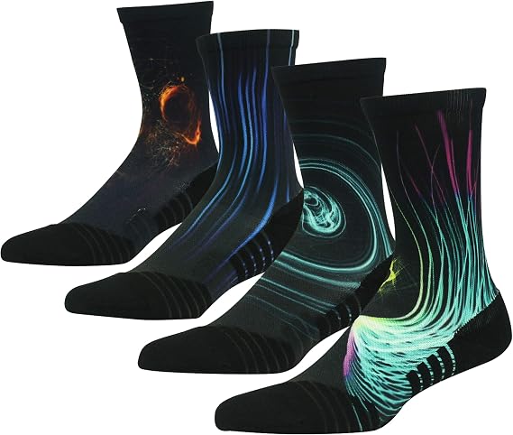 HUSO Cycling Crew Socks, Novelty Athletic, Men Women, 3-7 Pairs