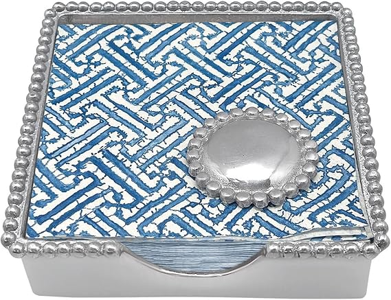 Mariposa Round Pearl Beaded Napkin Box Small