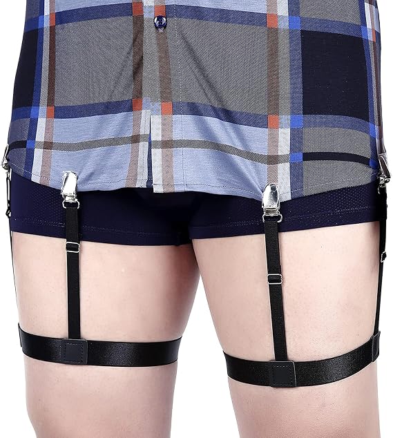 Men Shirt Stays Adjustable Elastic Shirt Garter Shirts Holder with Non-slip Locking Clamps for Police Military