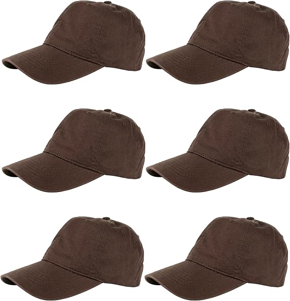 Gelante Cotton Twill Washed Unstructure Baseball Cap - Adjustable Blank Hat for Men Women - Wholesale Bulk Lot of 6 Pack