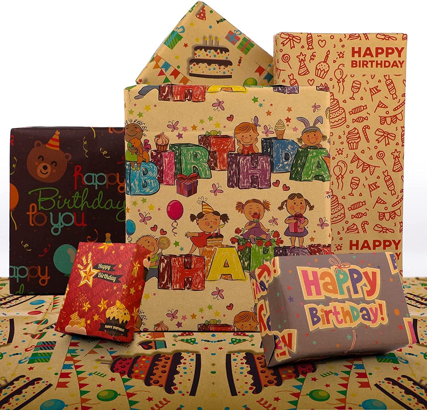 Birthday Wrapping Paper 6 Sheets
