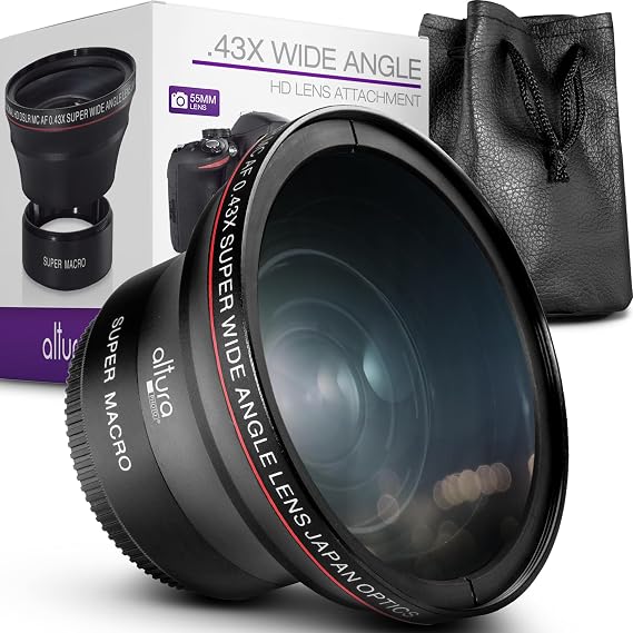Altura Photo 55mm Wide Angle Lens with Macro for Nikon & Sony Cameras | Fisheye Lens, DSLR & Mirrorless Accessory Compatible with D3200-D7500