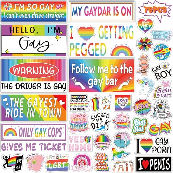 76PCS Original Funny Gay Prank Bumper Stickers