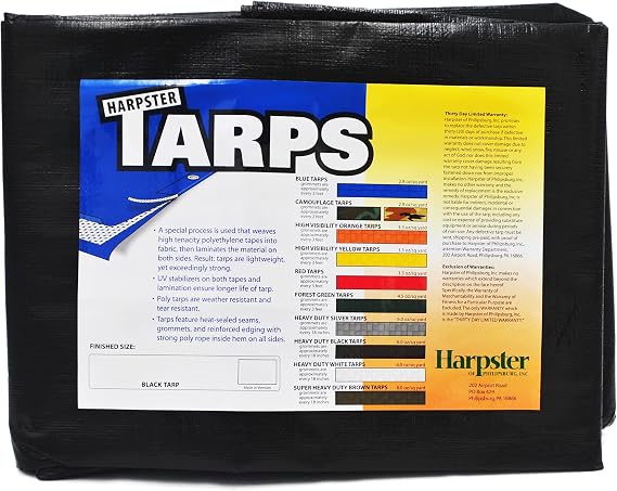 12 Ft. X 20 Ft. Heavy Duty 6 Oz. Black Poly Tarp 11-12 Mil Thick
